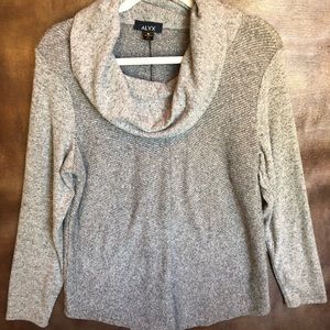 Tan cowl neck ribbed sweater